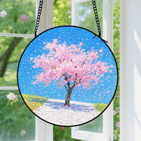 Suspension en vitrail, attrape-soleil minimaliste élégant coloré, décoration jardin maison, cadeau Anniversaire pour couple, meilleur ami 12,5 cm (1/5)