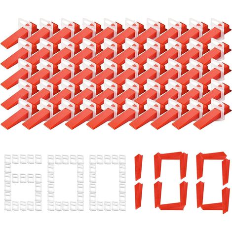 700 Pièces Kit Nivellement Carrelage, 600 Pinces 2mm, 100 Cales Réutilisables Pour Mur Et Sol (1/5)
