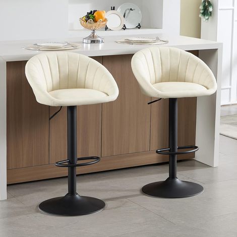 WOLTU Set di 2 Sgabelli da Bar in PU vintage Sedie da Bar Regolabile e Girevole, Beige