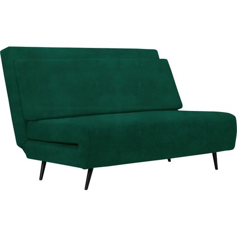 Mallory-Méridienne avec fonction pliable en velours vert foncé (1/5)