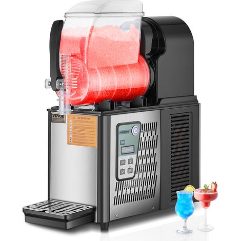 VEVOR Macchina per Bevande Ghiacciate Fredde Commerciale, Macchina per Bevande Ghiacciate Serbatoio Singolo 4 Litri, Macchina per Frullati in Acciaio Inox, Macchina per Bevande Fredde Bar Hotel