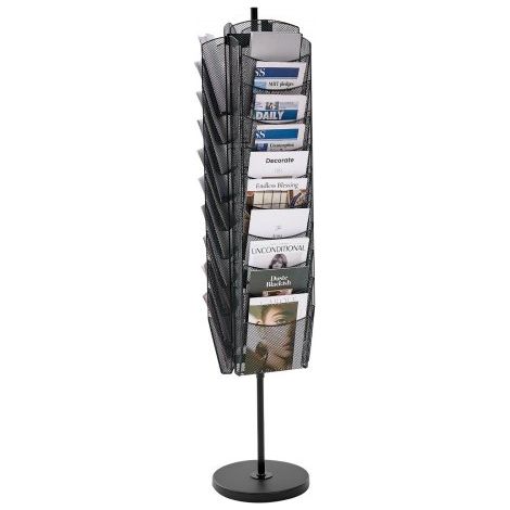 Expositor de Revistas de 30 Compartimentos, Soporte para Folletos, Revistero Metálico de Pie para Periódicos, Literatura, para Tiendas, Exposiciones, Oficinas, Bibliotecas, 35,5 x 167 cm (1/5)