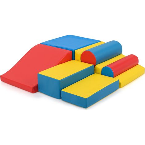 Set di 7 blocchi da arrampicata in schiuma 50 x 45 x 25 cm ideali per arrampicarsi e gattonare in un ambiente colorato in similpelle 200010766