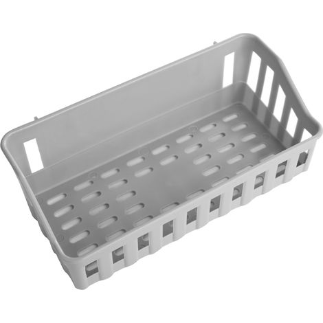 Étagère de rangement à trous gratuits pour salle de bain, cuisine et douche, panier de rangement à ventouses (gris) (1/5)