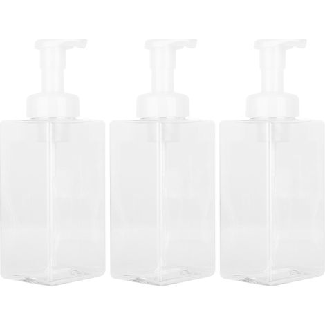 Nachfüllbarer 3-teiliger Schaumseifenspender mit Pumpflasche, 400 ml Kunststoffflasche, für Duschgel und Gesichtsreiniger (1/5)