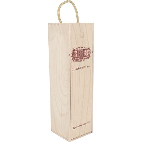 Caisse à vin en bois de candlenut rétro élégant 35x10x10cm avec corde portable pour bouteille (1/5)