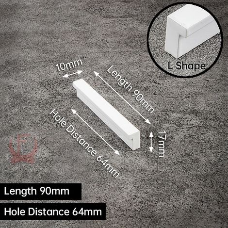 (L-64 mm, lot de 2) Poignées de meuble blanches en alliage d'aluminium, accessoires de quincaillerie (1/3)