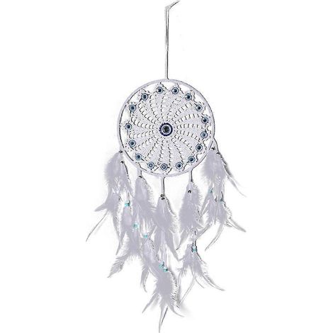 Traumfänger mit blauen Augen und Federn, handgewebter Anhänger, Schmuck