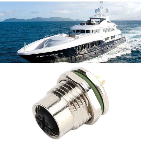 Fournitures pour bateaux : prise aéronautique M12-4 broches de type A, prise femelle à verrouillage frontal avec 16 ouvertures (vendue par paquets de 4) (1/5)