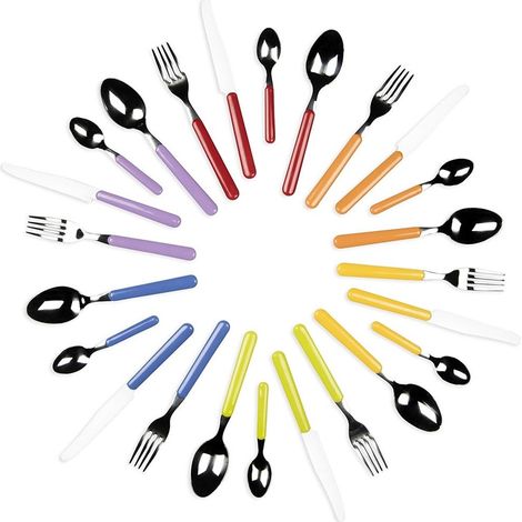 Trade Shop - Set Servizio 24 Pz Posate Fashion Per 6 Persone Acciaio Inossidabile Multicolore -