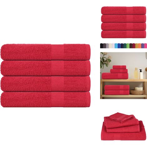 Saunatücher 4 Stk. Rot 80x200 cm 360 g/m² 100% Baumwolle - Saunatuch - Saunatücher - Handtuch - Handtuch Mit Schlaufe (1/5)