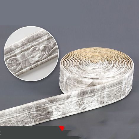 SIENTICE Bande décorative 3D autocollante - plinthe autocollante étanche, bande décorative murale autocollante - 2 bande - grise - en mousse XPE (1/5)