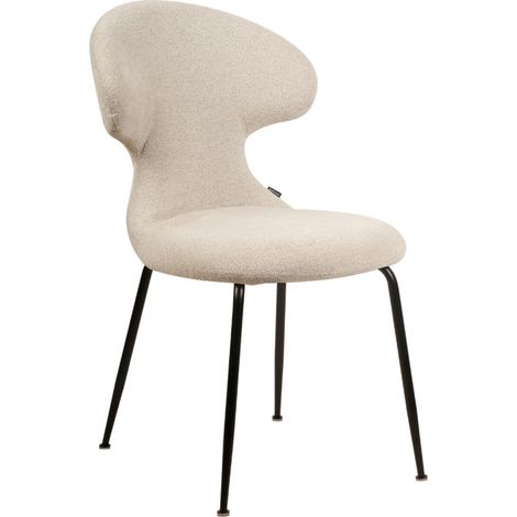 Chaise en tissu doux beige avec pieds en métal noir - GLORIA (1/5)