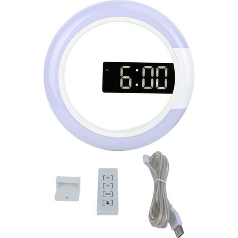 Horloge murale LED de Style moderne et innovant, décoration de la maison avec fonction d'alarme et de lumière de température, blanc (1/4)