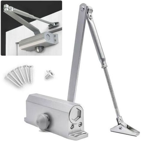 Ferme-porte Hydraulique Automatique avec Dispositif D'arrêt,Ultrixe, Ferme Porte à Ressort Réglable, Tampon Fermé usage Commercial et Résidentiel Porte de 65-85 kg (1/4)