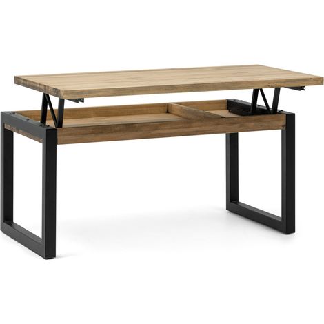Mesa Elevable iCub Strong ECO 100x50x52cm Negra en madera maciza de pino acabado vintage estilo industrial Box Furniture (1/5)