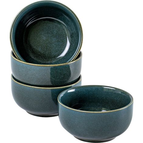 Bols à Céréales en Couleur Bleu, Assiette Creuse à Dessert et Verrines de 4 Pcs pour Petit Dejeuner Micro-onde, Services de Table (1/5)