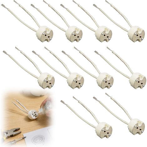 10 Pièces Douille GU5.3 MR16 Céramique, Support GU5.3 avec Câbles Silicone 15CM pour Ampoules LED Halogène CFL, Bases de Remplacement MR16 MR11 G4, Installation Rapide Sécurisée pour Éclairage Maison (1/5)