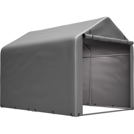 Fahrradgarage 160x220x165 cm aus grauem PE mit Stahlgestell und Rolltür (1/5)