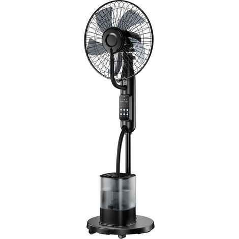 Ventilateur Brumisateur sur pied 2026 – Réservoir 4L, 7,5h, minuterie, 5 vitesses & 3 modes. Oscillation + télécommande.