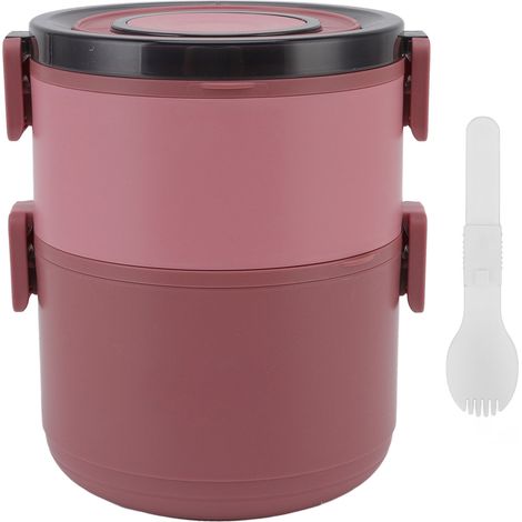 Boîte Bento Adulte Empilable 1600ml 2 Étages, Alimentaire, Isotherme, Anti-Fuites, Sans BPA, Rouge (1/5)