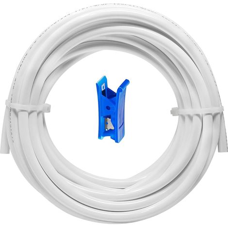 10 Metres White Water Supply Hose Tube 3/8" Quick Connect Water Purifiers Fittings for Reverse Osmosis Systems, Water Filters, Refrigerators+1 Piece Pipe Cutter (1/5)