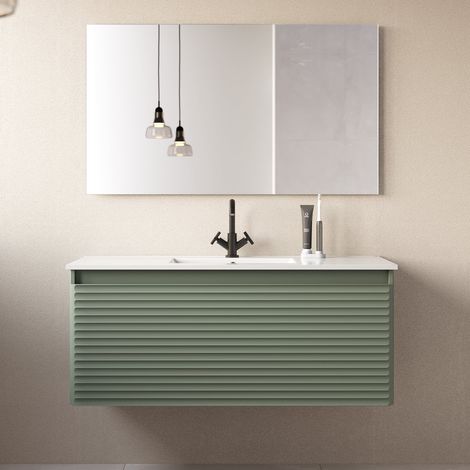 Meuble de salle de bain 120cm simple vasque - 2 tiroirs - vert - SUZA (1/5)