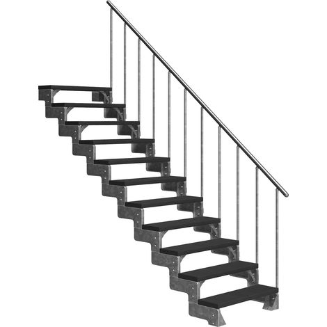 Dolle Außentreppe Gardentop 198-242cm Geschosshöhe mit Trimax anthrazit 80cm breit mit Geländer