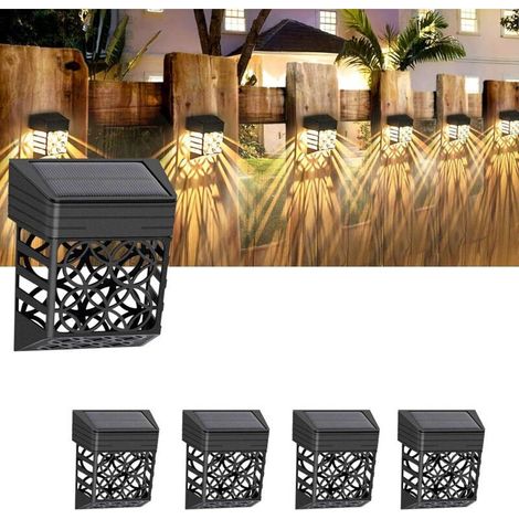 Ensemble de 4 lampes solaires étanches et décoratives pour terrasse, escaliers, jardin et allée. (1/4)