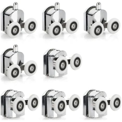 8 Roulettes de Porte de douche coulissante en alliage de Zinc, roulettes de remplacement de 25mm de diamètre, doubles roues pour salle de bain (1/5)