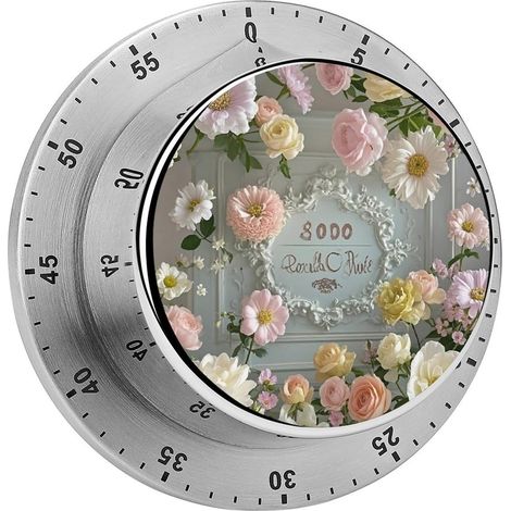 Minuteur à fleurs en acier inoxydable style shabby chic avec (1/5)