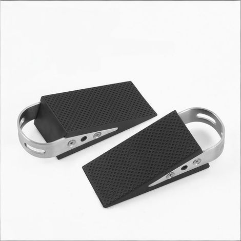 Lot de 4 cales de porte en caoutchouc, cales de butée de porte robustes, base antidérapante, noir, adaptées aux portes lourdes, aux portes en verre, etc. (1/4)