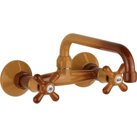 Miscelatore lavello cucina a muro colore terra di Francia con bocca a U Gattoni 7559/RE0T  Terra di francia