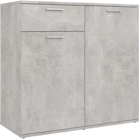 Buffet Commode Armoire Luxueux, pour Salon Chambre Entrée Cuisine, Gris béton 80x36x75 cm Aggloméré OIB6172E (1/5)