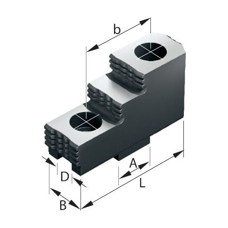 Ganasce Reversibili Indurite Segnalati, 3 Elementi, Per Mandrino Cremagliera Tre Duro-T Bit, Dimensioni: 250Mm