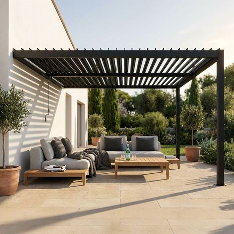 Pergola bioclimatica addossata 4 x 2,5 m (1/3)