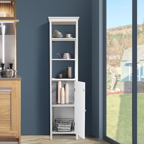 Meuble Rangement Salle de Bain Colonne Autoportante 3 Niveaux 40x32x161,5 cm Blanc CW14977 (1/3)