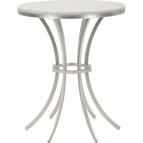 Tavolinetto Istanbul con Struttura Silver e Piano Effetto Marmo - Complemento Raffinato per Relax - 1428910000