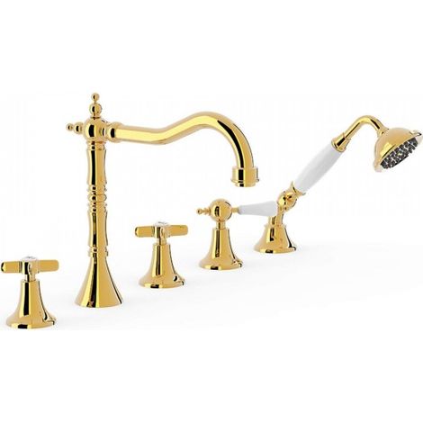Mélangeur bain sur gorge avec inverseur. · Douchette anticalcaire. - TRES 24214601OR