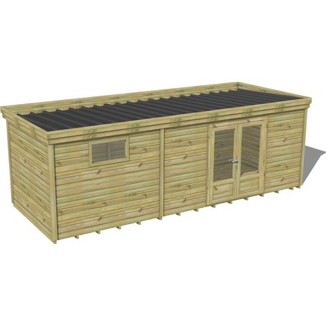ABRI DE JARDIN bois traité 27mm, 7,4x2,6m, 20m2, Plancher (1/3)