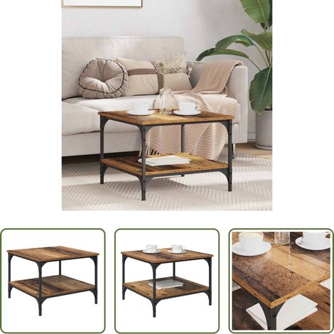 vidaXL Étagères en métal - Table basse Bois Ancien 55 x 55 x 40 cm Bois d'ingénierie (1/5)