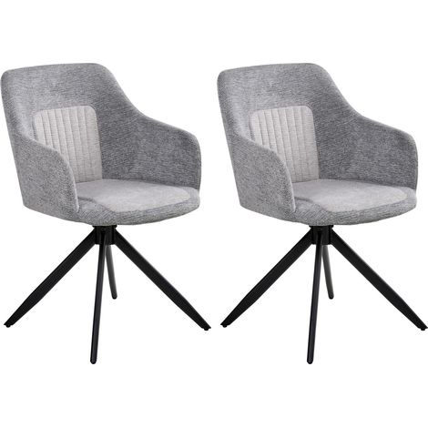 Set di 2 sedie da pranzo con base girevole Rivestimento in ecopelle Gambe in metallo Grigio Likely