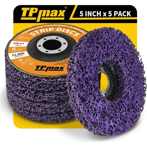 5 Pièces Disques de Nettoyage 125 mm, Dérouillant Disque Abrasif pour Meuleuse d'Angle, Disque pour Métal, Pierre, Bois et Plastique (1/5)