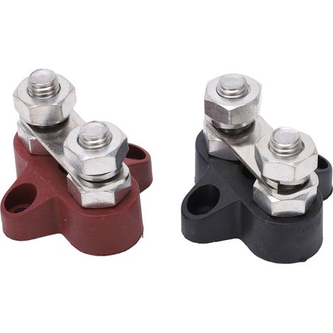 Satz mit 2 DC48V M8 Rot/Schwarz 80A elektrischen Verteilerklemmenblöcken, Anschlussbolzen für Fahrzeugbatterie (1/5)