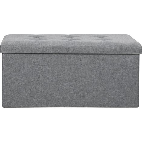 Randaco Sitzhocker sitzbank faltbar mit Stauraum, Aufbewahrungsbox, Deckel abnehmbar 76x38x38cm Grau