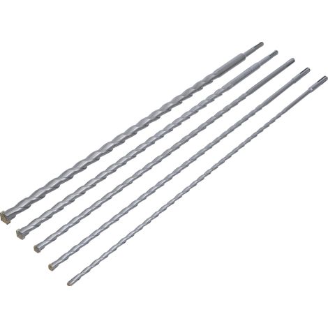 Bgs Technic – Jeu de forets trépan SDS 8-20 mm – 5 pièces pour béton armé – Pointe en carbure – Évacuation efficace des copeaux