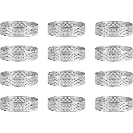Lot de 12 cercles à gâteaux perforés en acier inoxydable, 6 cm