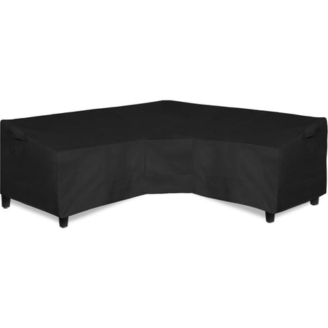 Housse de canapé d'angle en V Easy-Going 600D pour terrasse, imperméable et résistante, avec aération. Dimensions : 226 cm (L) x 85 cm (P) x 79 cm (H), noire. (1/5)