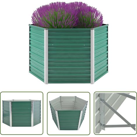 Jardinière, Pot de Fleurs d'extérieur, Lit surélevé de jardin Acier galvanisé 129x129x77 cm Vert OIB4327E (1/5)