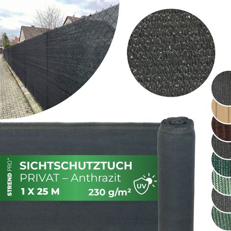 Sichtschutzgewebe PRIVAT.NET 1x25 m, Netz, HDPE, UV, 230 g/m2, 95% anthrazit (1/3)